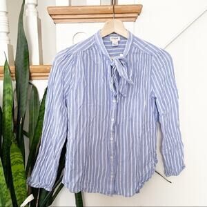 J.crew light blue striped bow neck button down S
